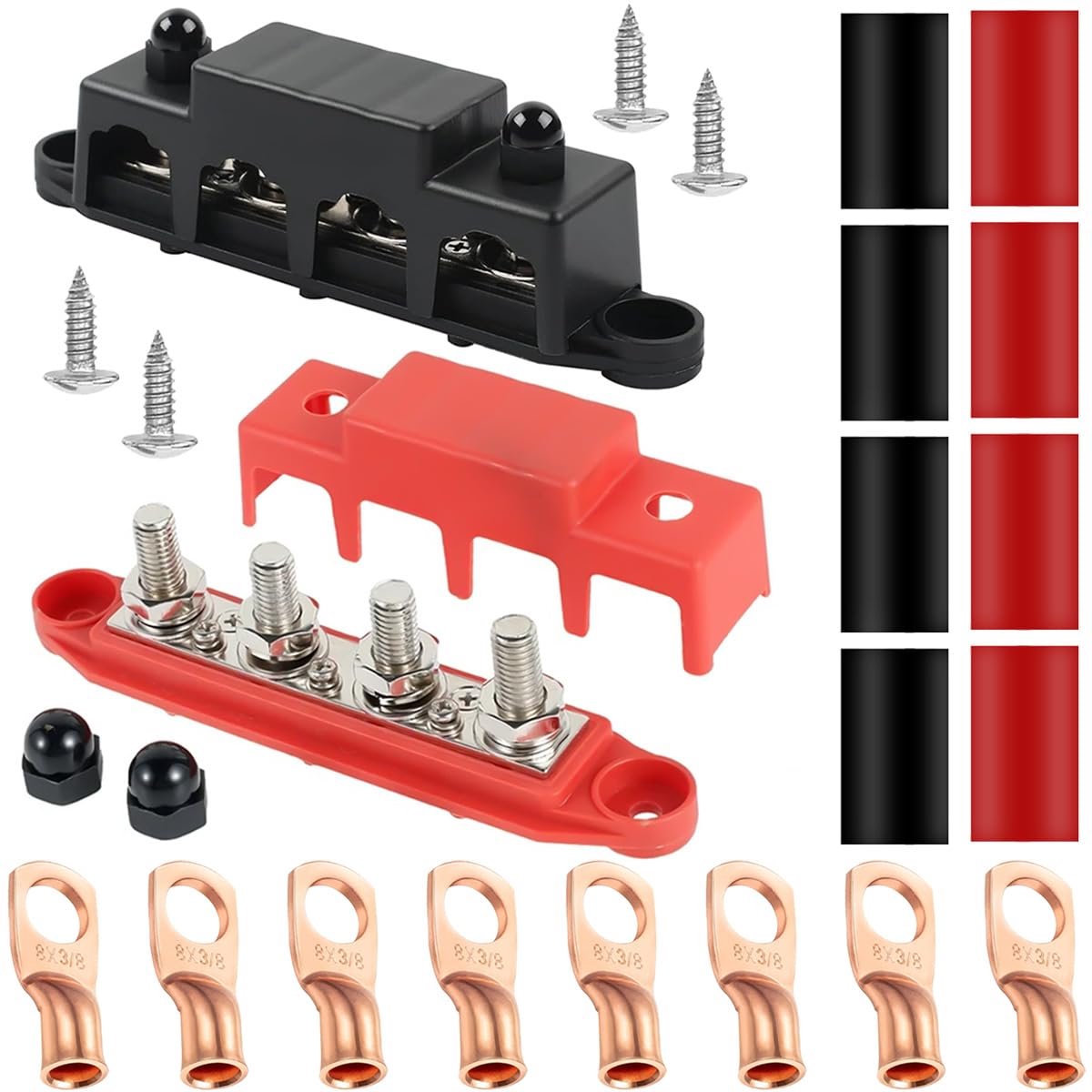 Collecting Rail Distributor Block 12 V Terminal Block with M8 Terminal Pins Powerful Module Red and Black Sea Rails - ShopVlot
