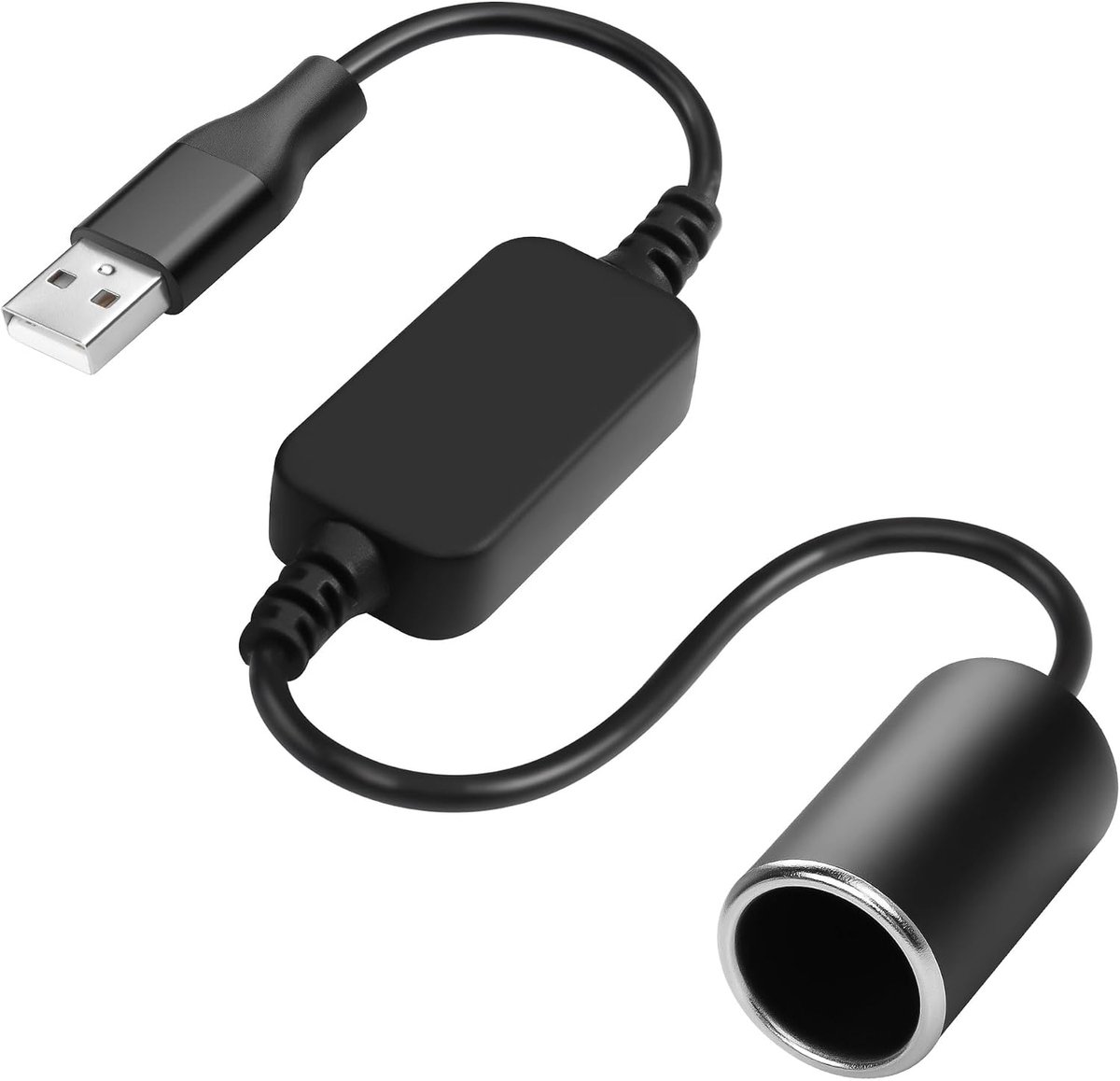 CERRXIAN 1 foot USB-A plug to 12V 18W car cigarette lighter socket, converter cable for dashcam, radar warning, GPS - ShopVlot