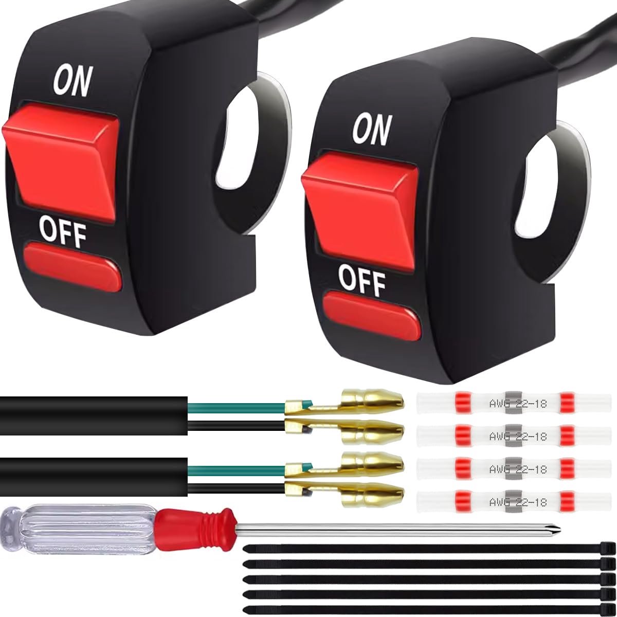 22mm Handlebar Switch 12-80V 7/8 Inch Universal ON-OFF Grip Tuning Part LED Headlight Brake Light for Motorcycle Dirt - ShopVlot