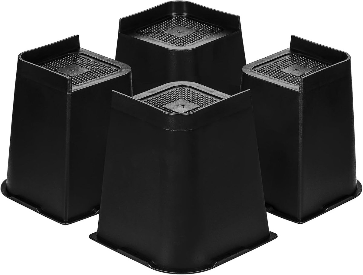 Uping Riser Bed Stand Furniture Height Booster Table Stand Office Chair Height Booster 15CM (4 Pieces, Black) - ShopVlot