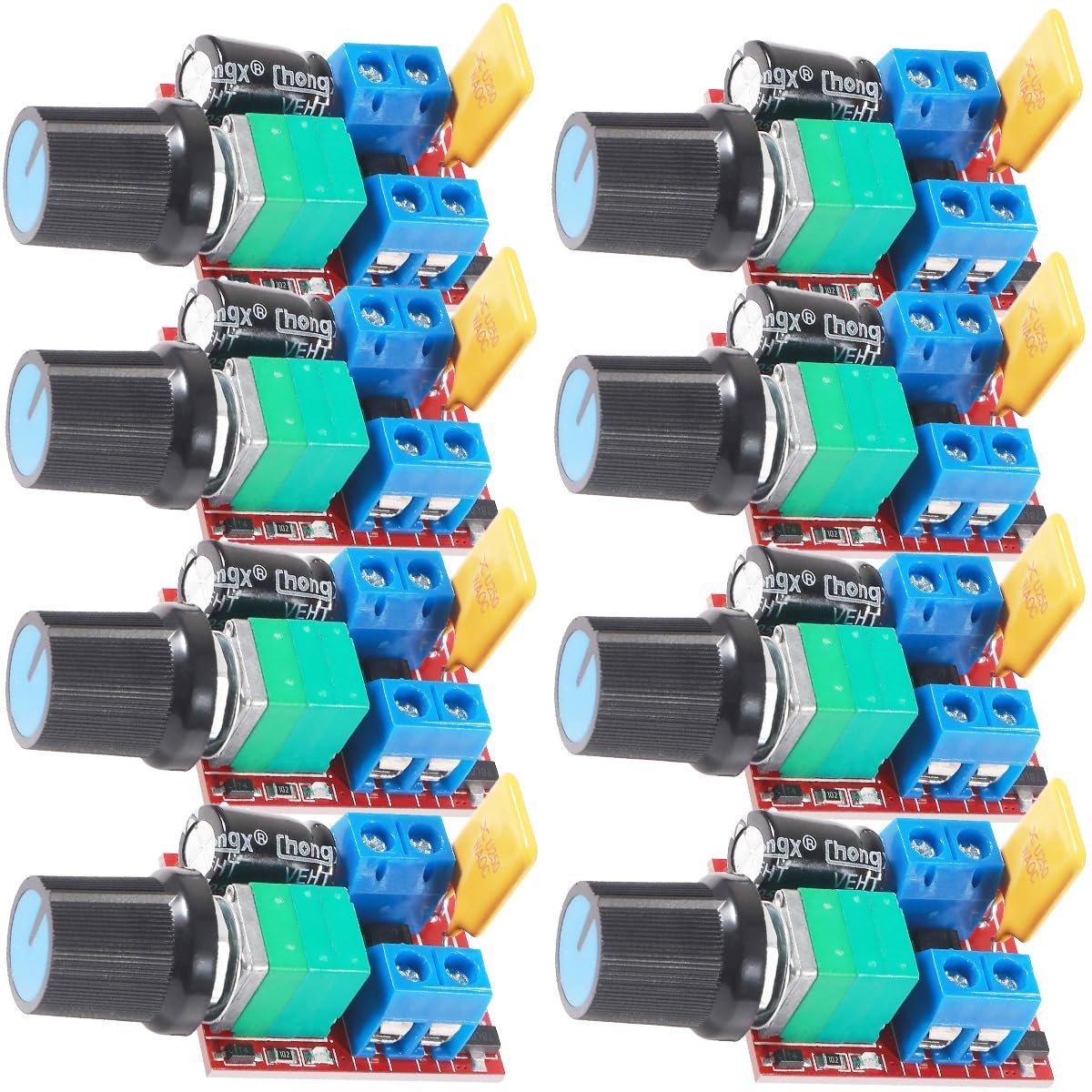 Pack of 8 DC Motor PWM Speed Controller 5 A 90 W DC 3 V 6 V 12 V 24 V 35 V Mini LED Dimmer with Adjustable Fuse LED - ShopVlot