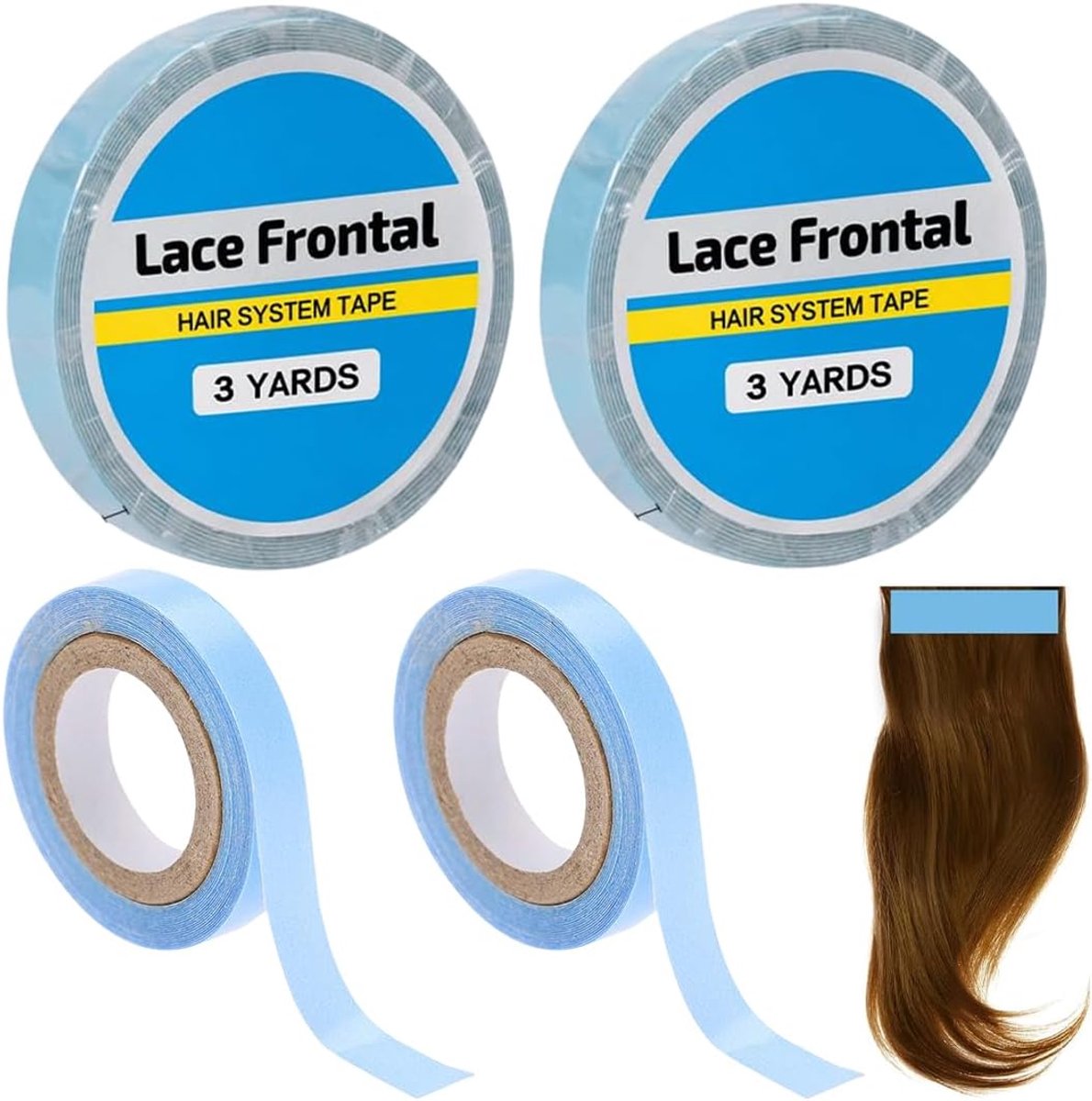 Dubbelzijdig-Tape voor Extensions - 4 Rollen Extension-Tape - Sterke-Haarlijm Waterbestendig voor Extensions en Pruiken - ShopVlot