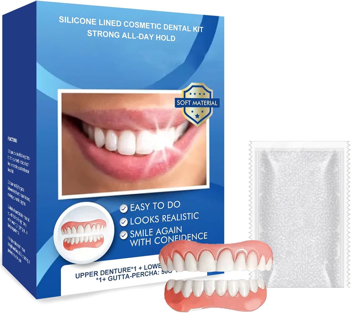 Silicone Reline Denture Set, Prostheses, Malnutrition, Silicone Teeth, Dental Prosthetics, Dental Repair Kit, Teeth - ShopVlot