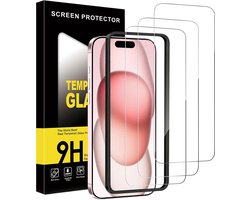 Phoona 3 stuks, gehard glas voor iPhone 15, displaybeschermfolie met eenvoudig installatiegereedschap, HD anti-kras - ShopVlot