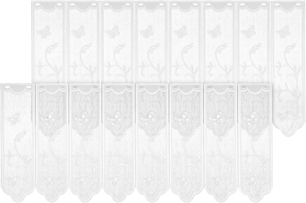 Witte vitrages linnenlook set van 2 H 45 x B 130 cm - Semi-transparant, kort, lichtdoorlatend met inkijkbescherming - ShopVlot