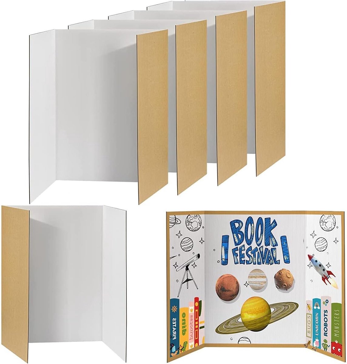 Tri-fold Presentatieborden Set van 4 - Vouwbare School Project Displays 40"x28" - Wit, Ideaal voor Presentaties en Projecten