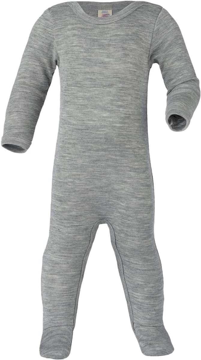 Slaapoutfit 62/68 cm - 100% natuurlijke wol en zijde - lichtgrijs gemêleerd - comfortabel voor je baby - ShopVlot