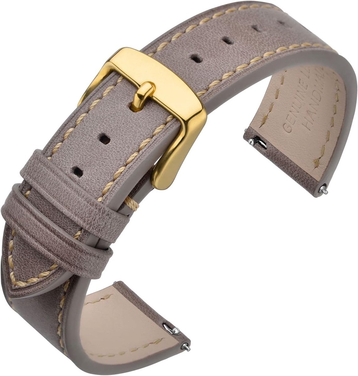 Horloge band 20 mm - leer - snelwissel met metalen sluiting - vervangende band - ShopVlot