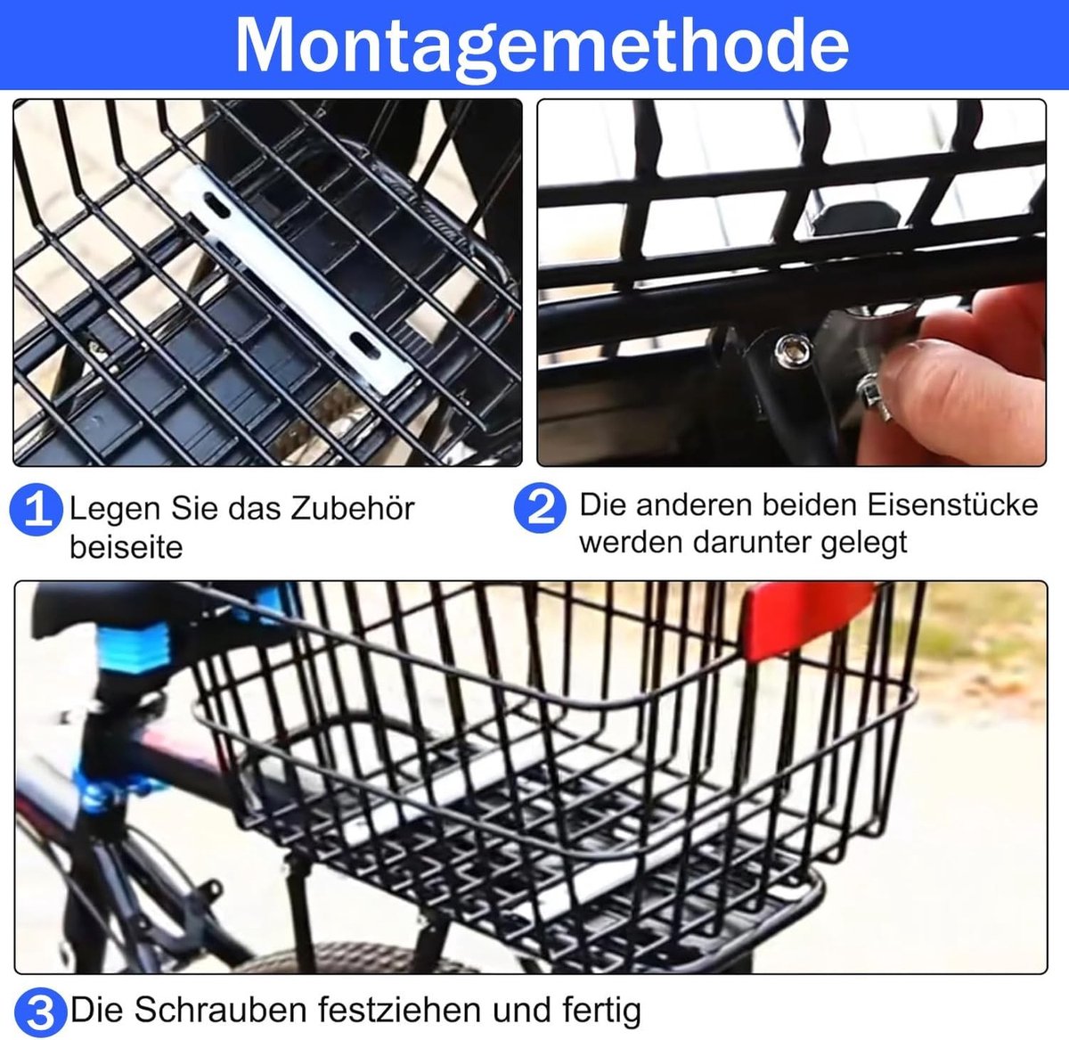 Fietsenrek Mand Bevestigingssets - Zwart - 19 x 2 cm - Heavy Duty Stalen Montagebeugel - Voor E-bike en Scooter