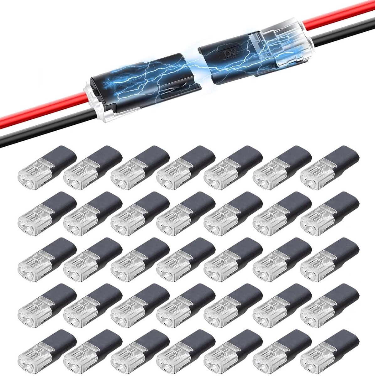 Autostekkers 2-polige kabelconnector - waterdicht - 40 stuks - betrouwbare verbinding voor ledstrip-projecten - ShopVlot