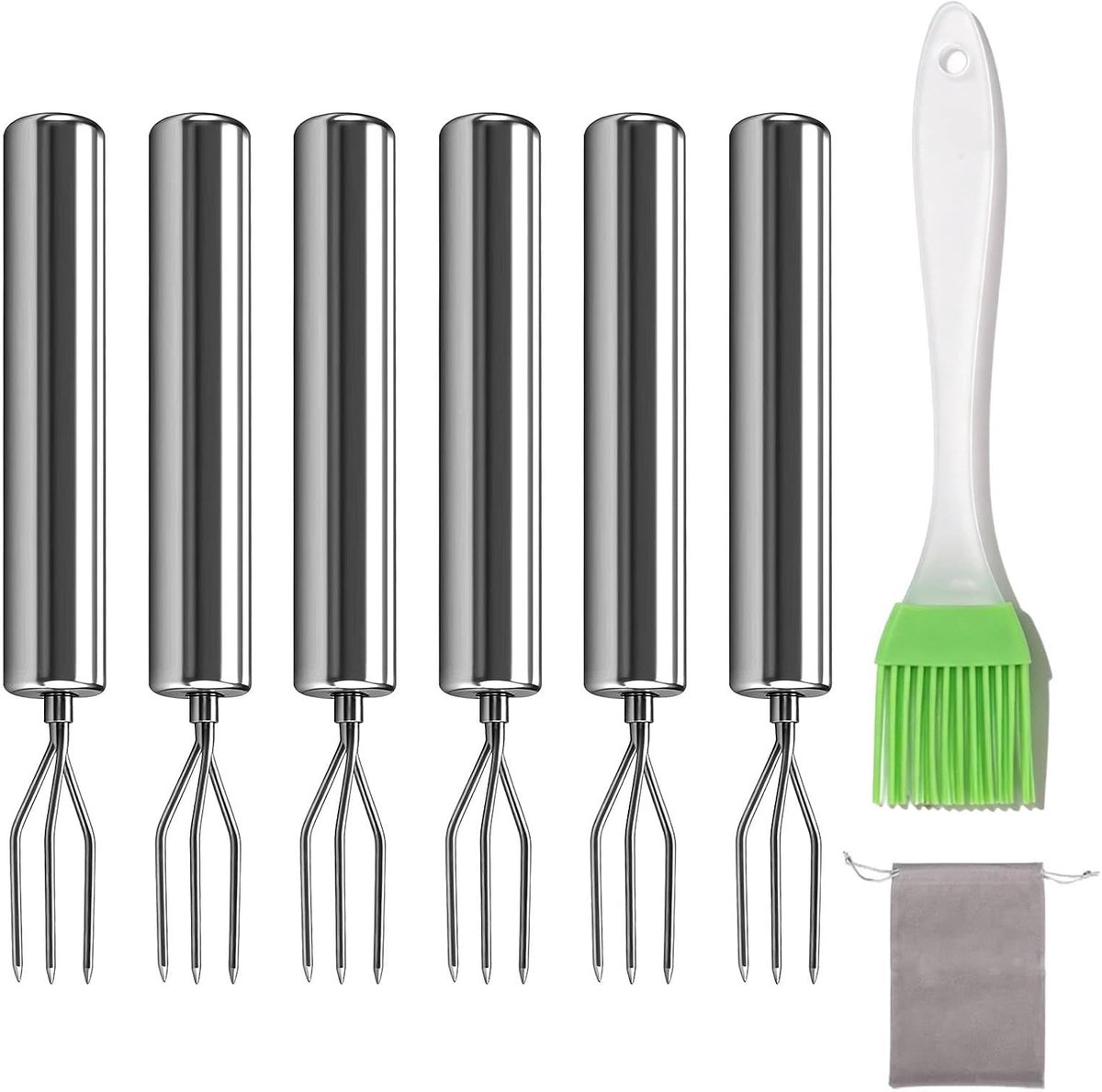 Pellaardappelset 6 stuks - roestvrij staal - duurzame vorken - ideaal voor barbecuegerechten - ShopVlot