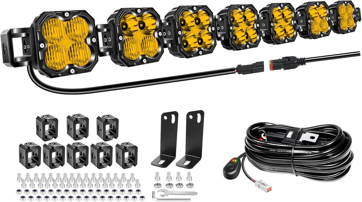 LED-lichtbalk 117 cm - 210 W - 17500 lm - geel licht voor offroad voertuigen - ShopVlot