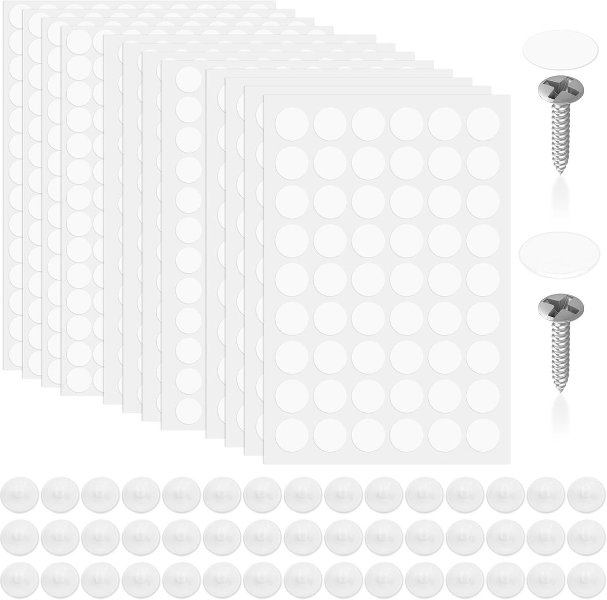 Schroefdeksel wit - 12 vellen met 1160 stickers - zelfklevend PVC - ideaal voor meubels - ShopVlot