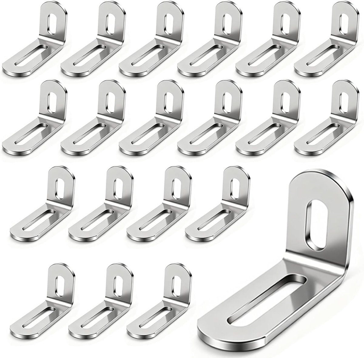 L-vormige hoeksteunen 20pcs - 32x50x19mm - roestvrij staal - meubelversterking voor tafels en kasten - ShopVlot