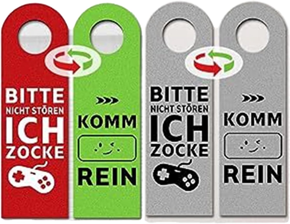 Deurhanger set 2-pack - Dubbelzijdige viltdeurbordjes - Ideaal voor privacy en communicatie tijdens gamen - ShopVlot