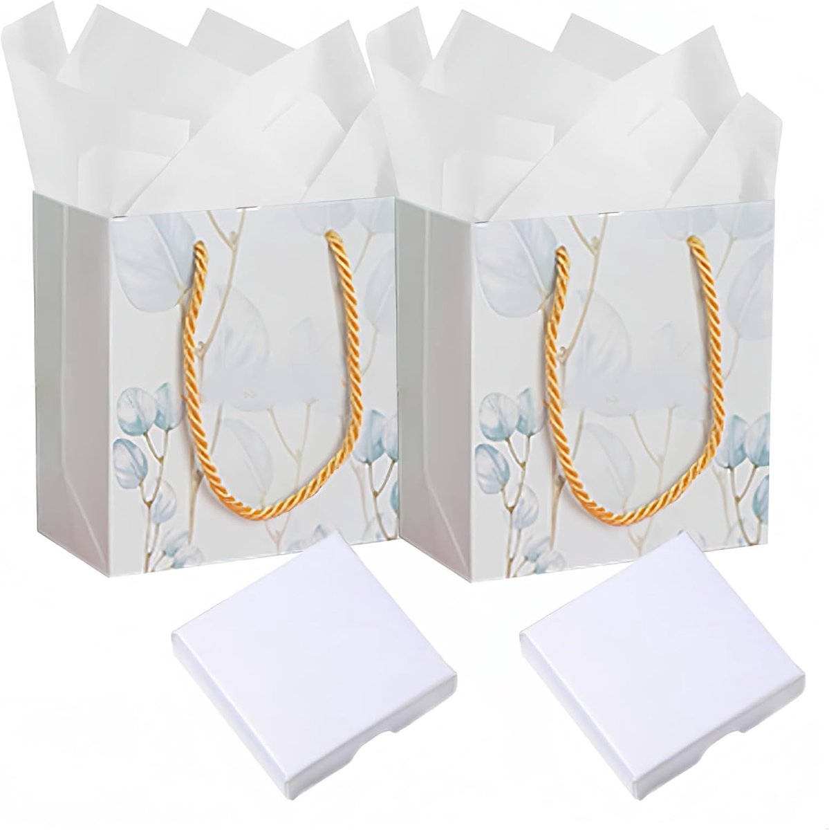 THXFUNAREA Geschenktassenset groene bladeren, klein, 2 stuks, 14 x 15 x 7 cm, met 2 sieradendozen 9 x 9 x 1,6 cm en - ShopVlot