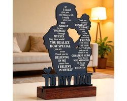 To My Dad gegraveerde plaque, papa verjaardagscadeau van zoon, acryl bureaudecoratie met houten basis voor Vaderdag - ShopVlot