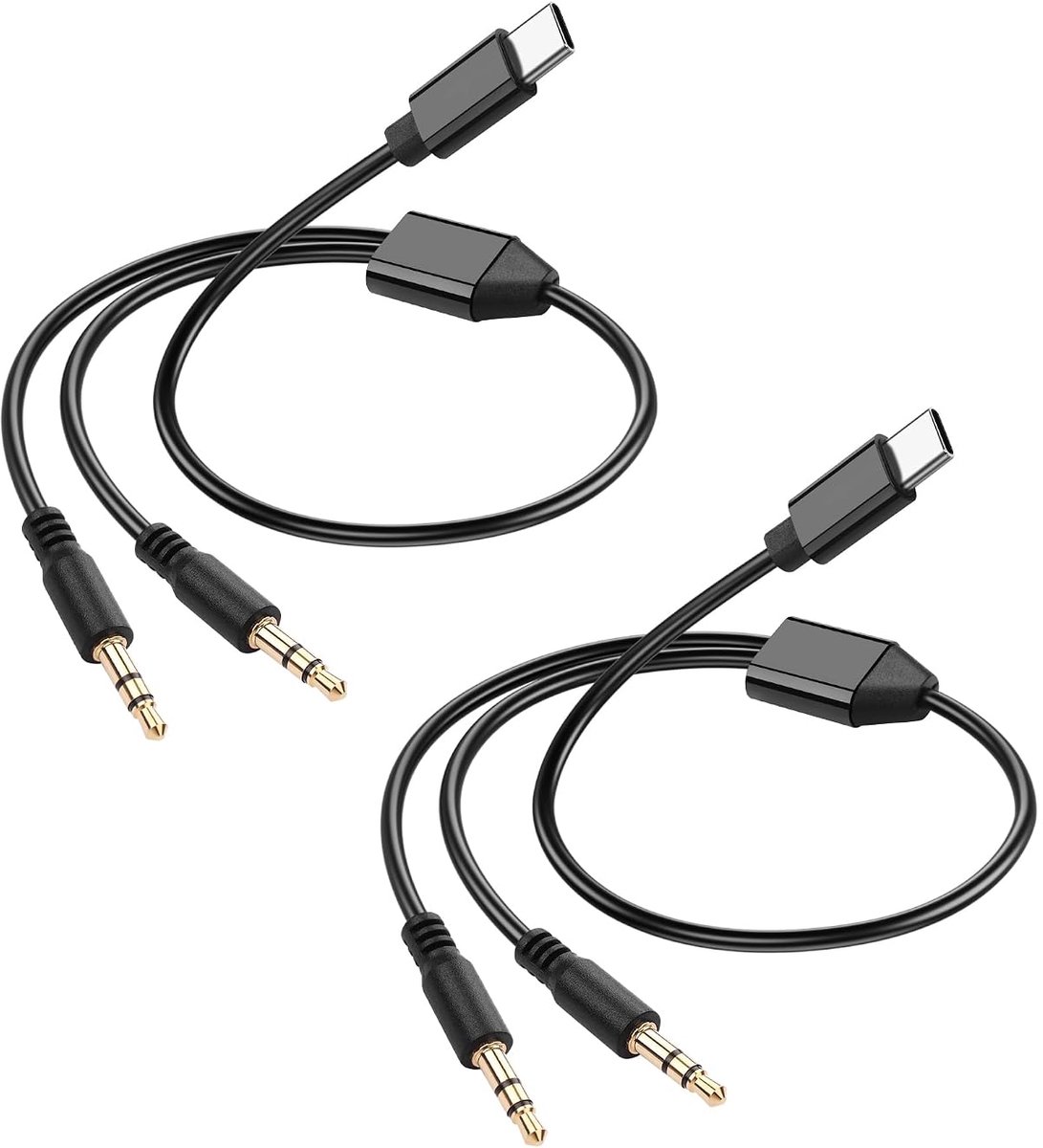 SinLoon USB-C to 3.5mm Jack Cable Set of 2 - Type-C to Aux Cable for Cell Phone - USB-C to Headphone Adapter - ShopVlot