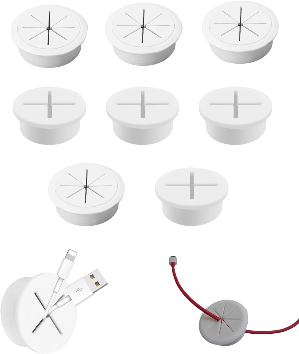 Kabeldoorvoer voor het bureau, 4 x 60 mm + 4 x 25 mm, kabelafdekking, rubberen gatafdekking, voor het organiseren van - ShopVlot