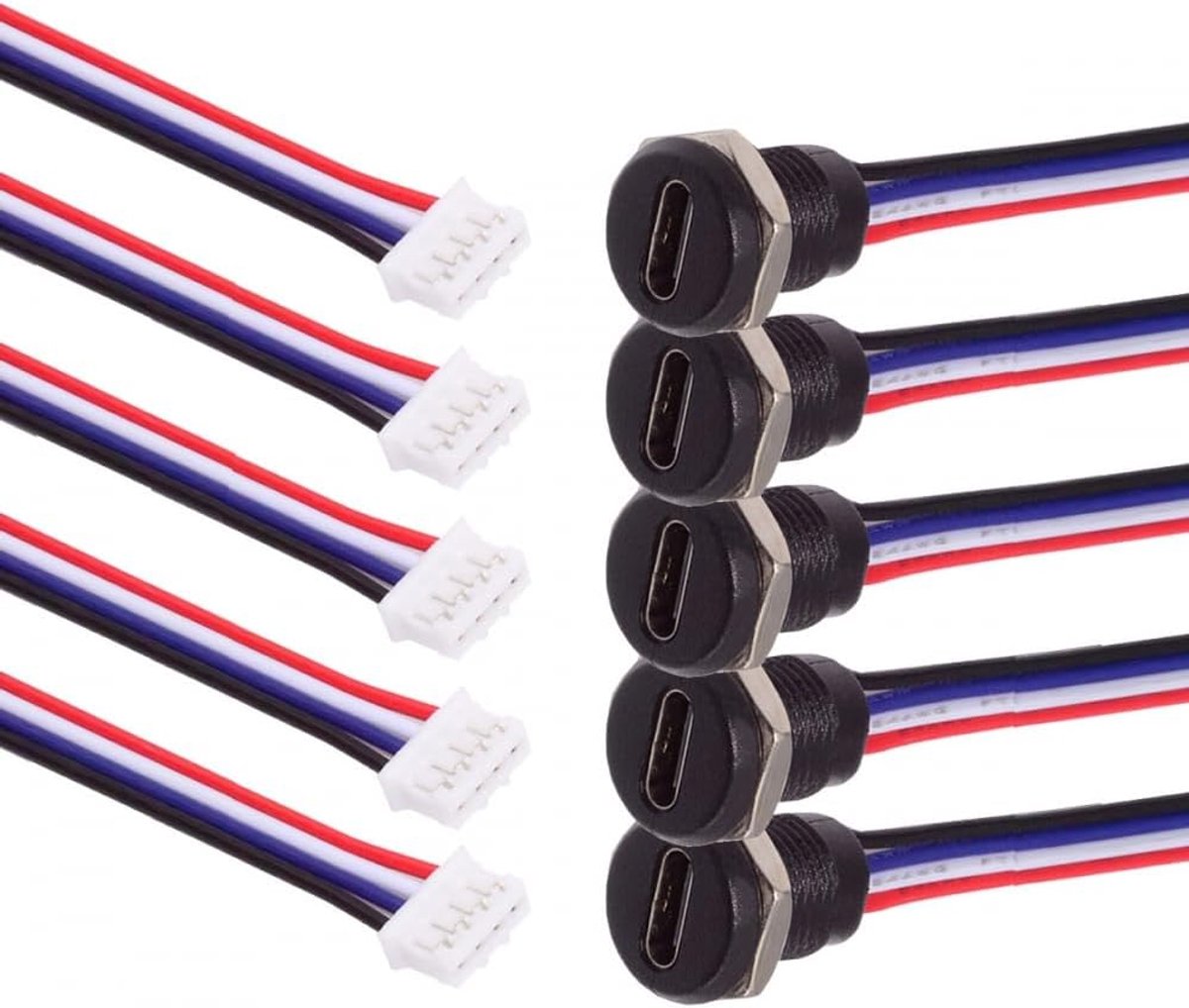 CY Connection, 5pcs/set, DIY OEM Type C Bushing to 4 Pole Header Cable, Grid Size = 2mm, Plate Mount, Type DC 5V - ShopVlot