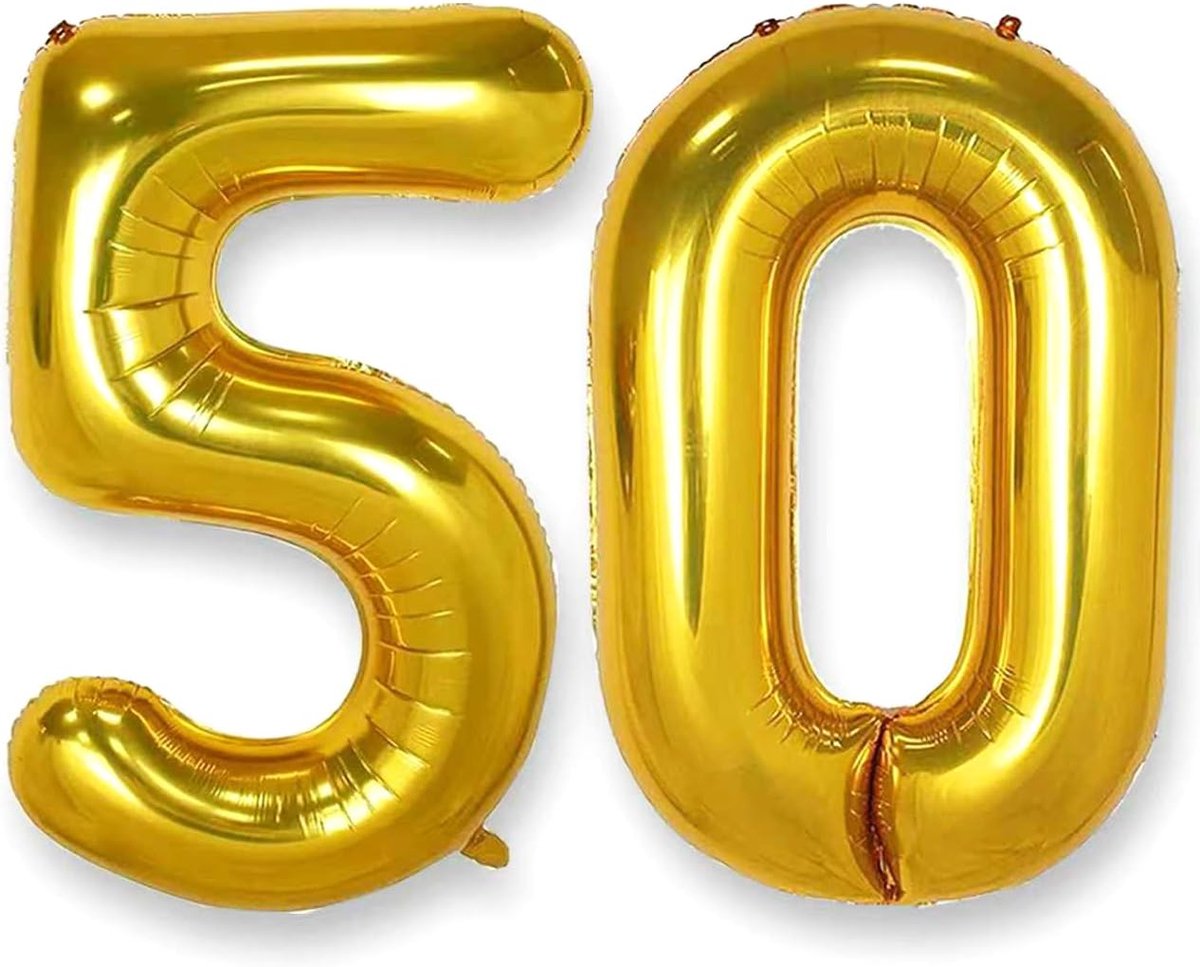 Mylar cijfersballonnen 40 Inch - Gouden folie - Nummer 50 - Perfect voor verjaardagsfeest - ShopVlot