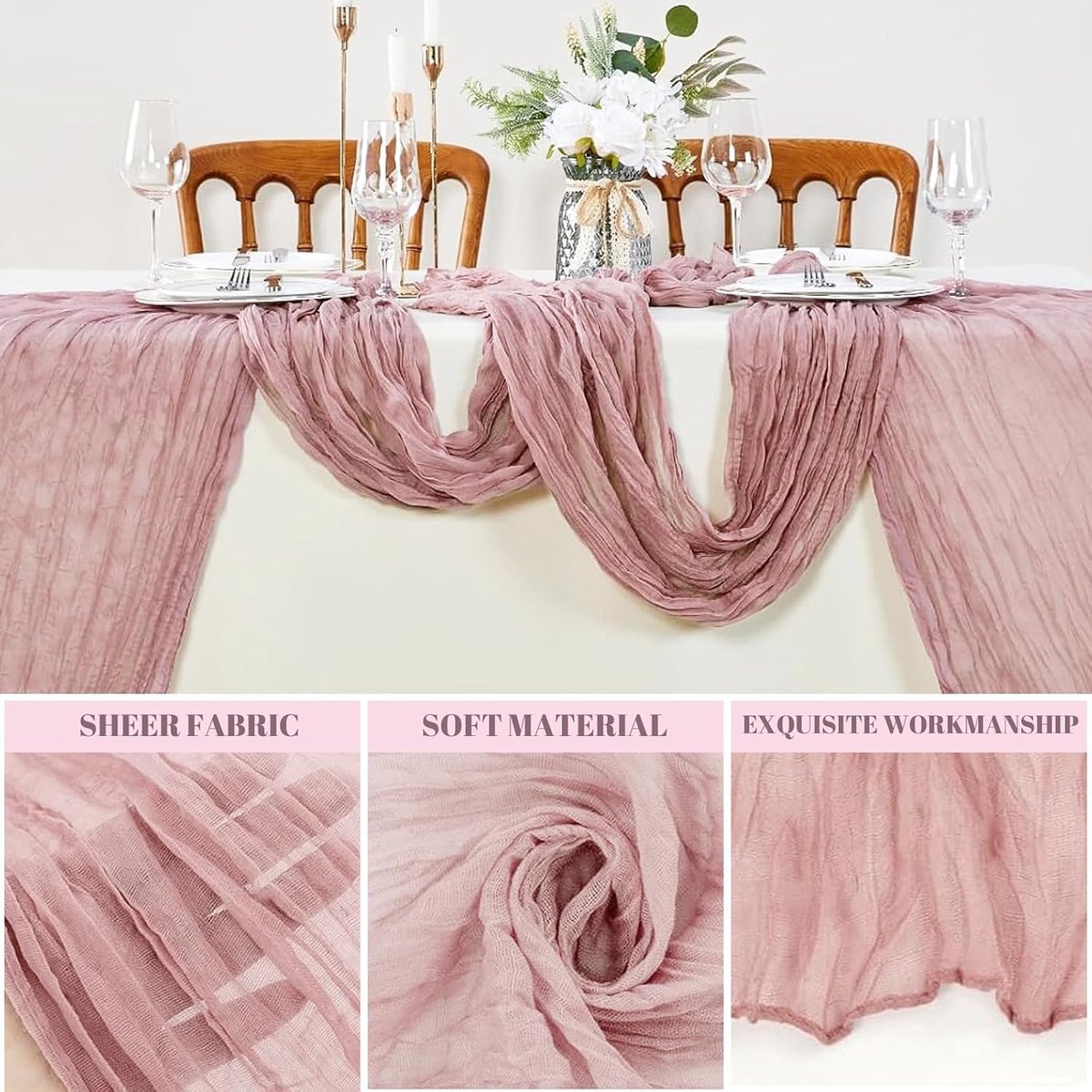 Tafelloper roze - keukenaccessoire - stijlvol ontwerp - perfect voor elke tafel - ShopVlot