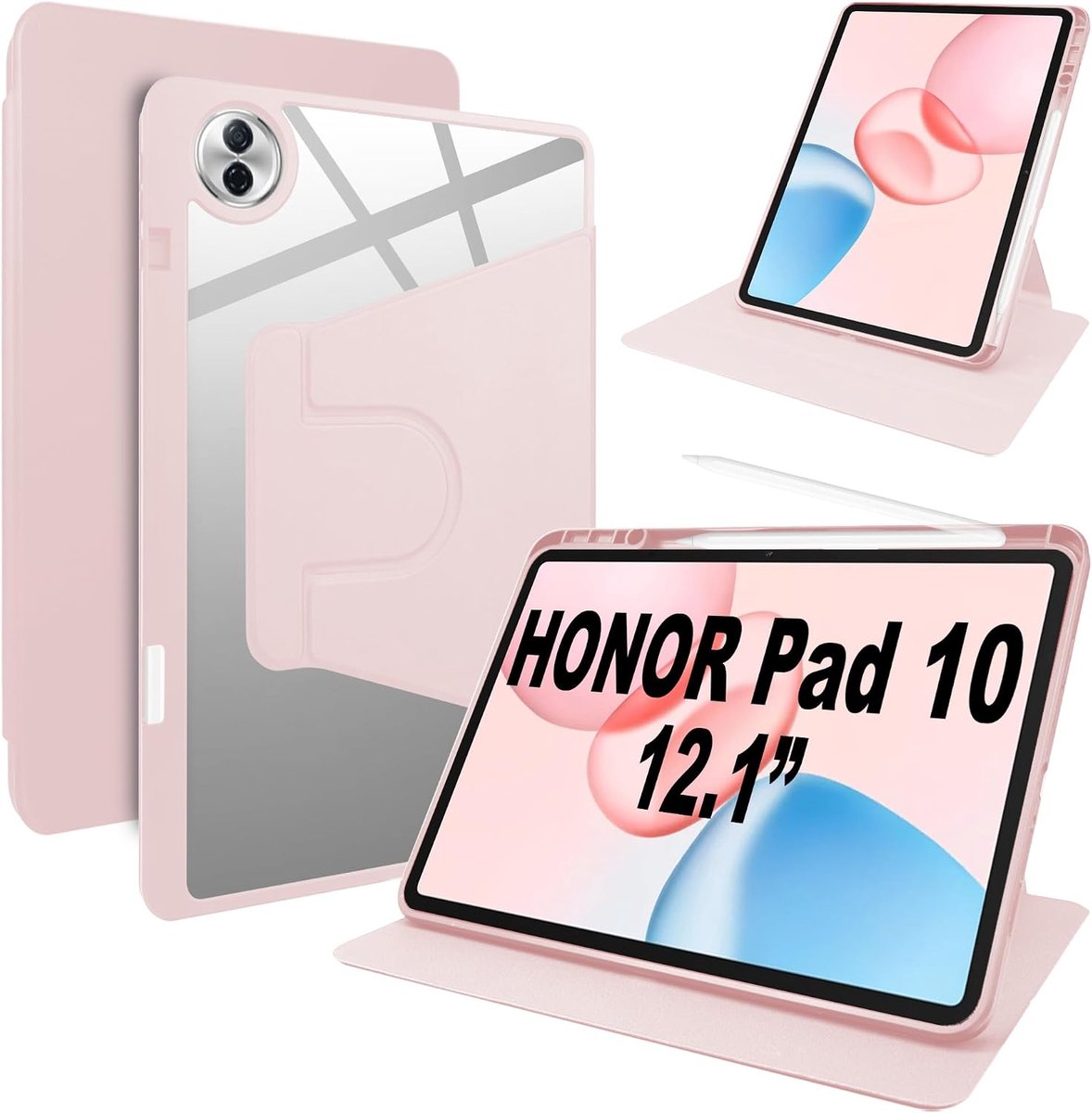 Tablet hoes Honor Pad 10 - PU leer + transparant acryl - 360 graden draaibaar - Ideaal voor meerdere kijkhoeken - ShopVlot