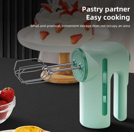 Elektrische handmixer met dubbele kop en 5 instelbare snelheden, mengkoppen van 304 roestvrij staal, draagbare draadloze oplaadfunctie, ergonomische handgreep, perfect voor bakken en koken. van Merkloos — afbeelding 5