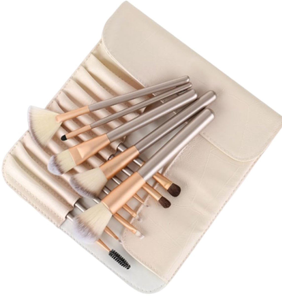 Make-upkwasten 12-delig - Professionele synthetische set - Inclusief lederen tas - ShopVlot