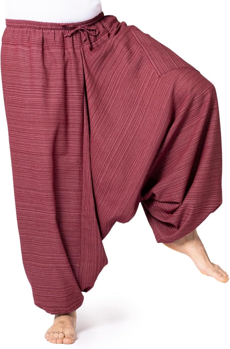 Aladdinbroek Lini - 100% katoen - grof geweven met streepstructuur - ideaal voor yoga - ShopVlot