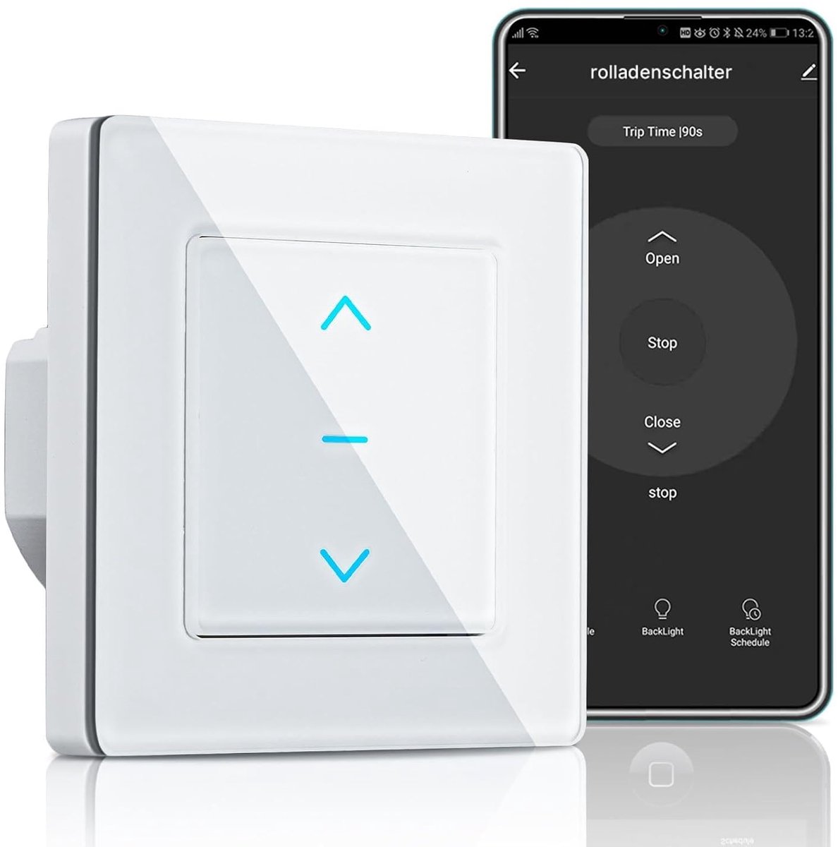 MOES Smart Roller Shutter Switch with WiFi and Percentage Adjustment, Touch Alexa Roller Shutter Switch, Blind - ShopVlot