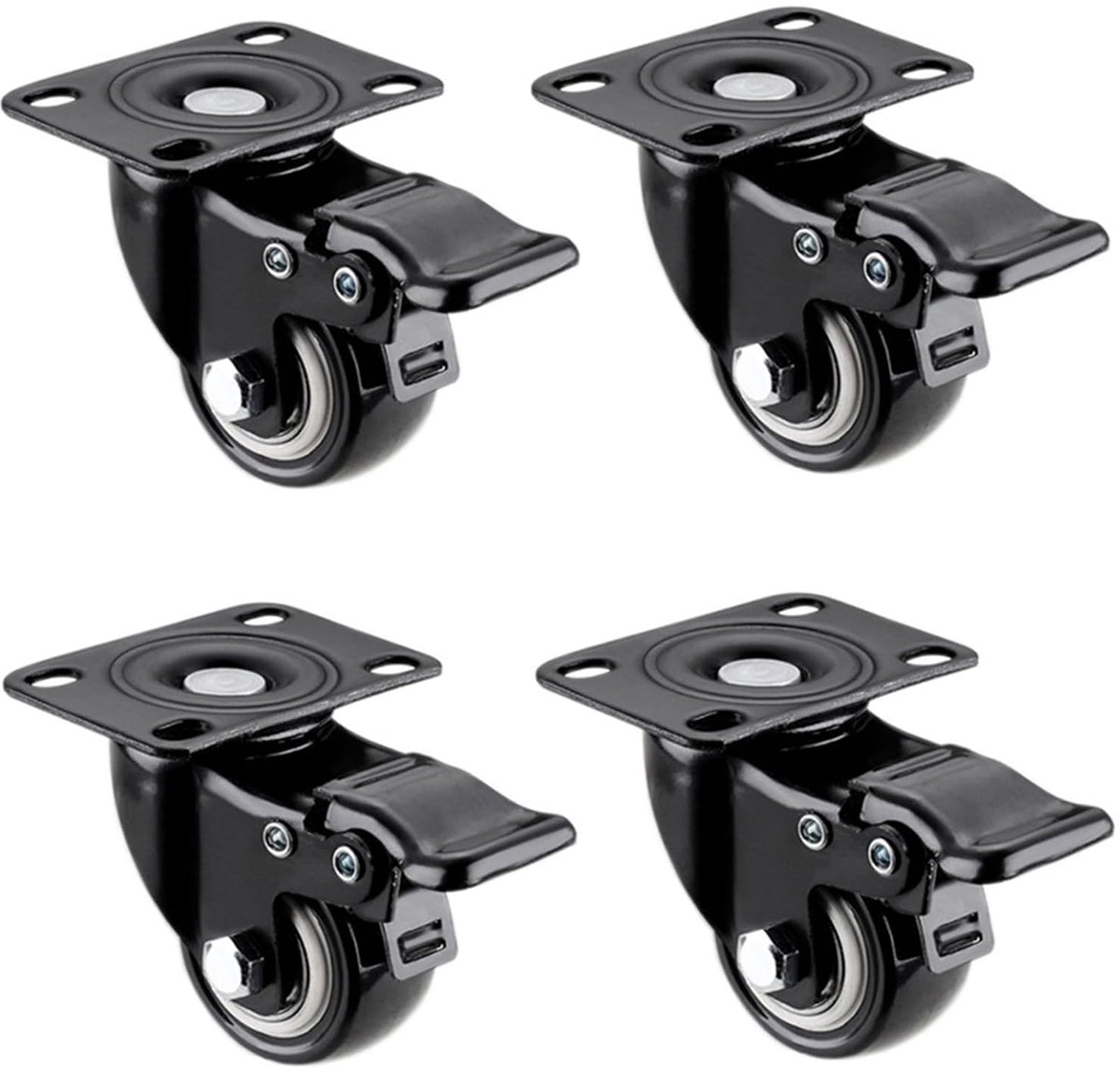 4 pieces furniture castors, heavy load with brakes, castors, castors with furniture brake, heavy duty wheels - ShopVlot