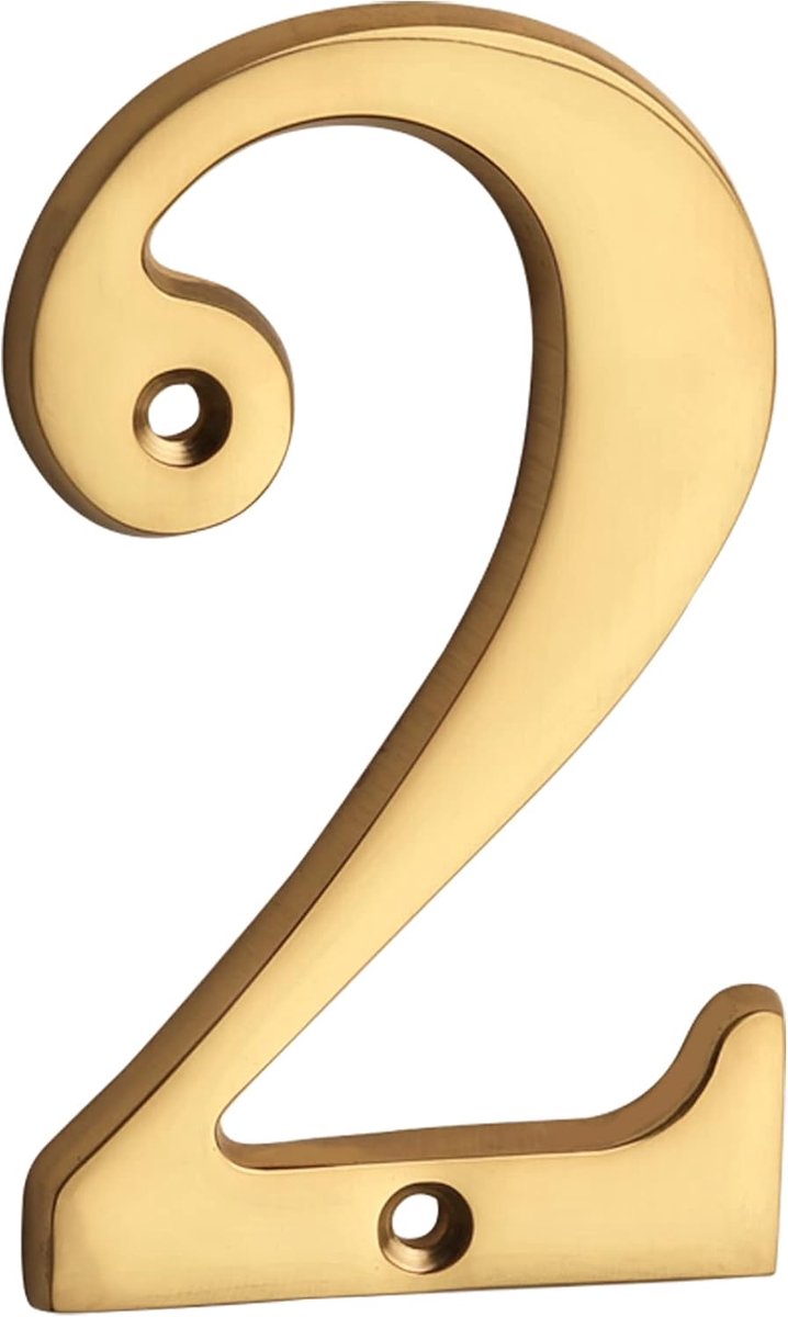 Hasware Brass modern rounded house number. Stylish door numbers finished in polished brass of 10 cm. Street number - ShopVlot