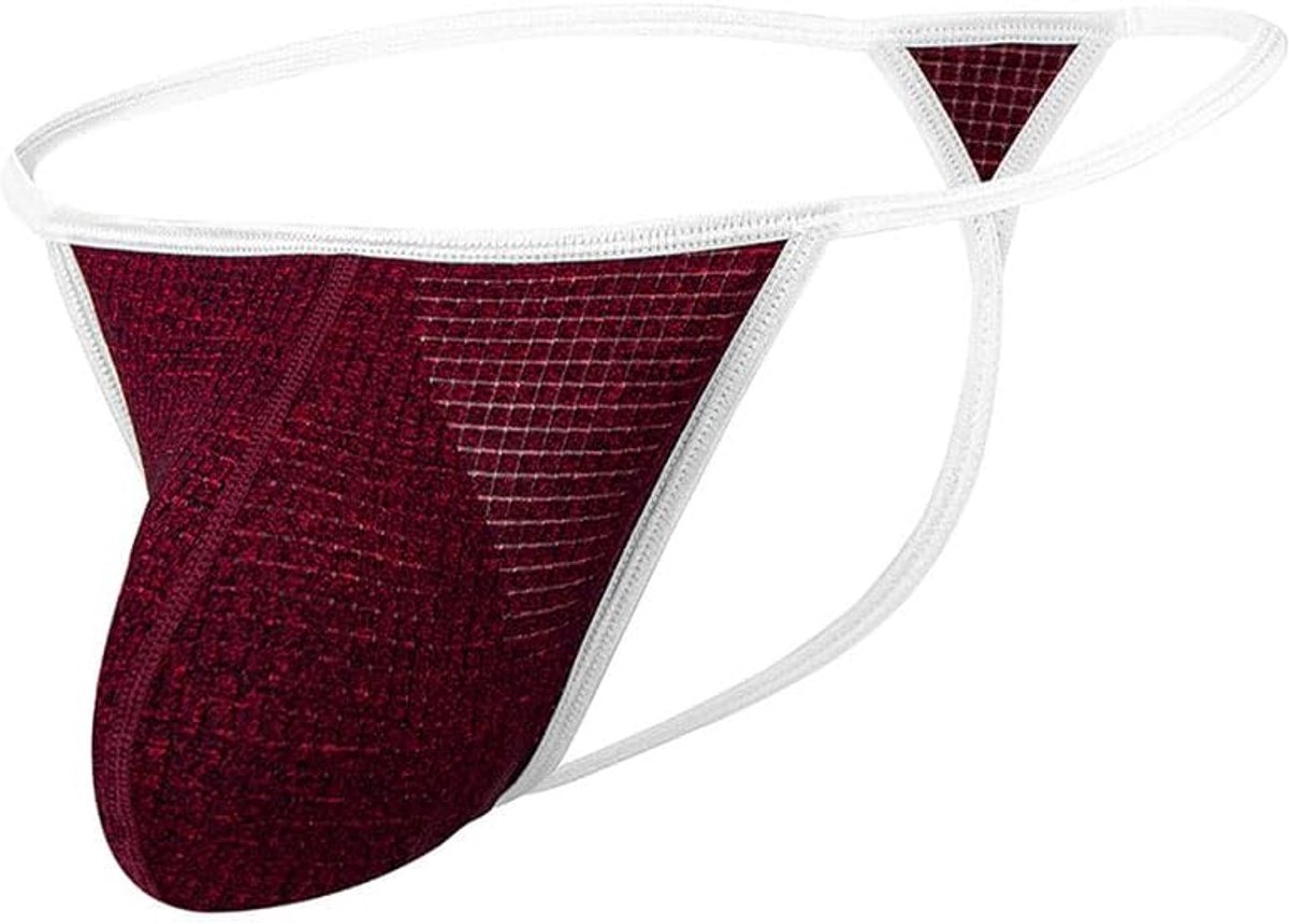 Men's Sexy Bulge Enhancing Thong G-String Low Rise Big Ball Pouch Tagless Smooth T-Back Underwear, 1 x Red, XXL, 1 x - ShopVlot