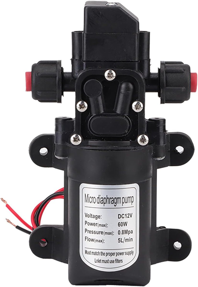 Zelfaanzuigende Pomp - DC Waterpomp - Water Verplaatsen - Automatische Drukschakelaar - 5 Liter Per Minuut - Zwart