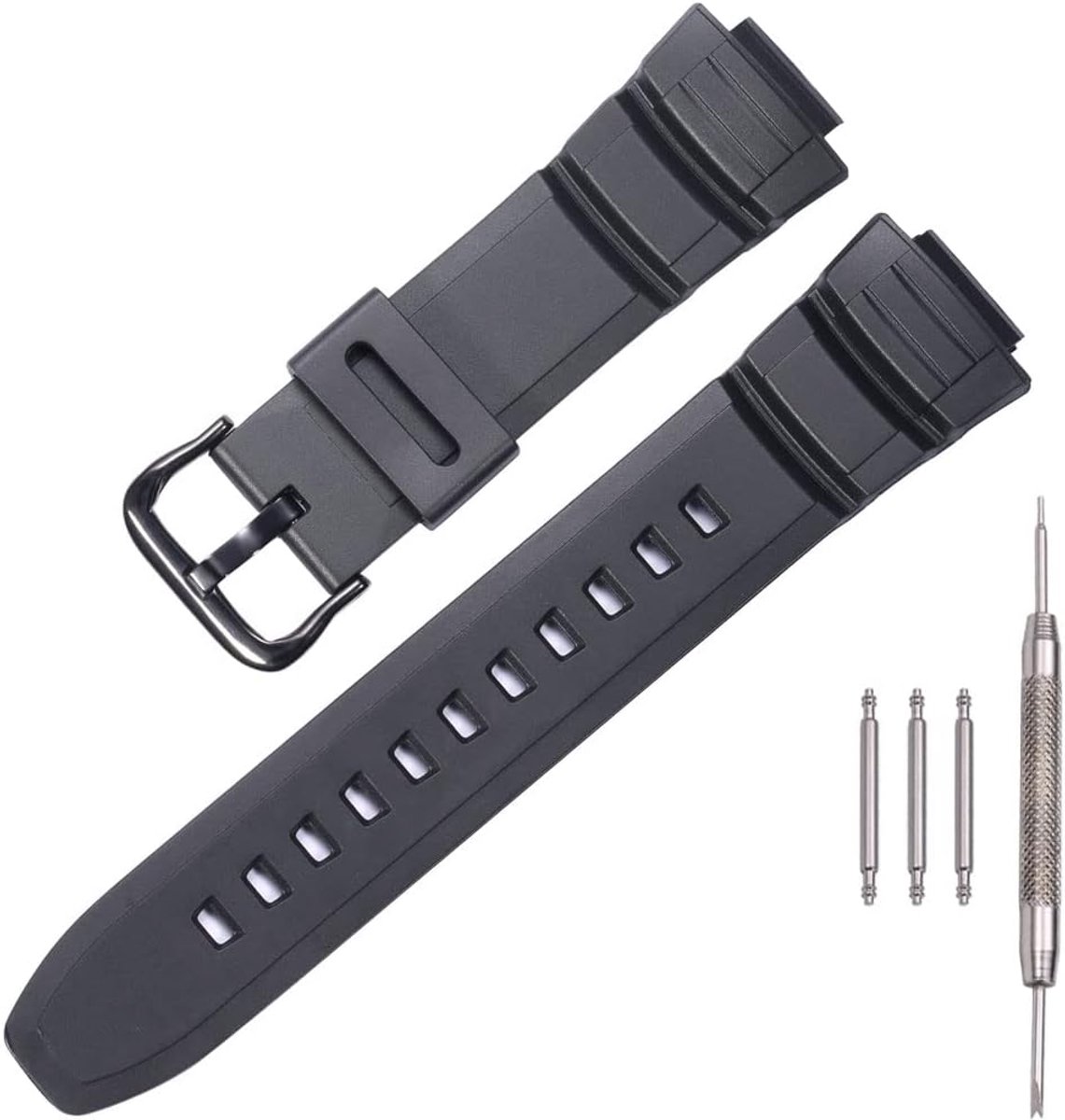 Mannen Sport Hars Band Vervanging voor Caiso mcw100h-4av MCW100h MCW-110H HDD-S100 W-S220 horlogeband, Gemaakt kwarts - ShopVlot