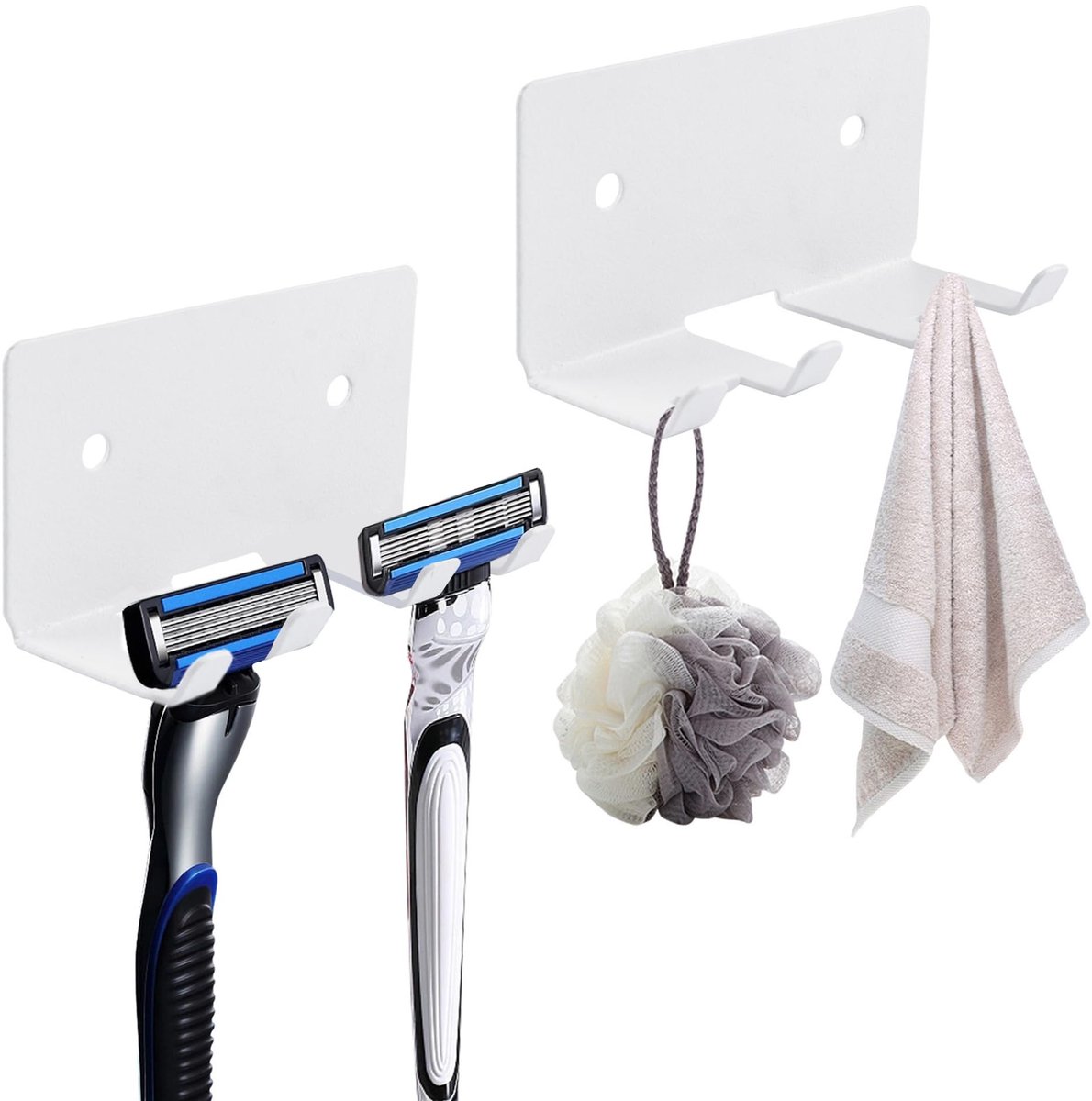 Solidchoice - Scheermes Houder voor Douche - 2 Stuks Roestvrij Staal