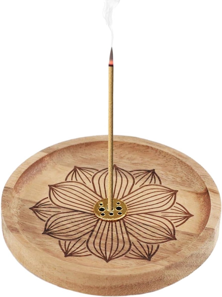 Incense Holder, Lotus Wood Incense Holder, Lotus Incense Holder with Ash Catcher for Meditation, Yoga and Home - ShopVlot