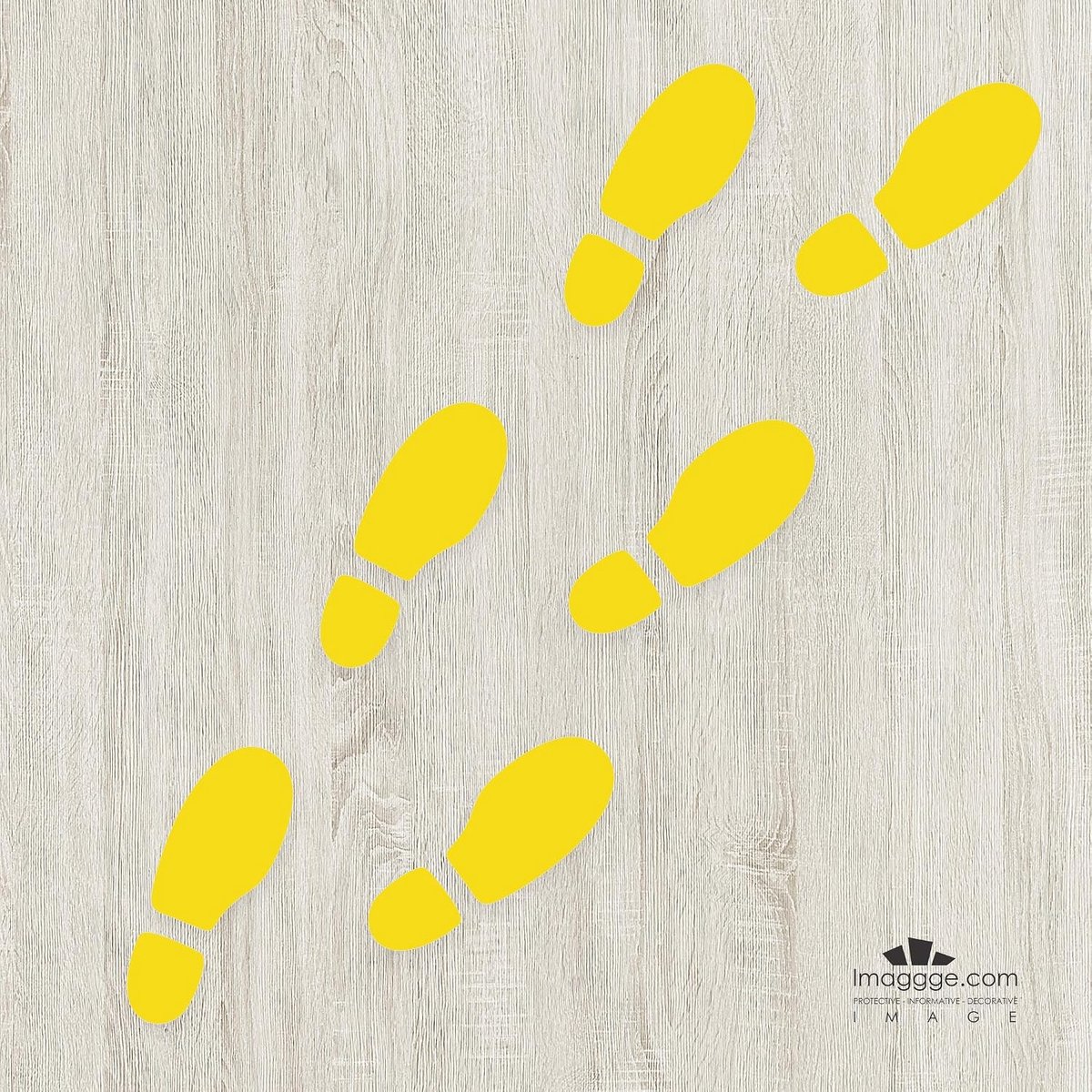 Wall sticker, 6 prints of steps (footprints shoes) (sun yellow) - ShopVlot