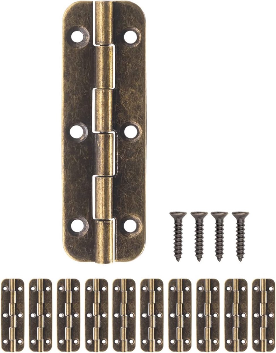 Scharnieren set van 10 - Antiek ijzer - Vintage uitstraling - Ideaal voor meubels - ShopVlot