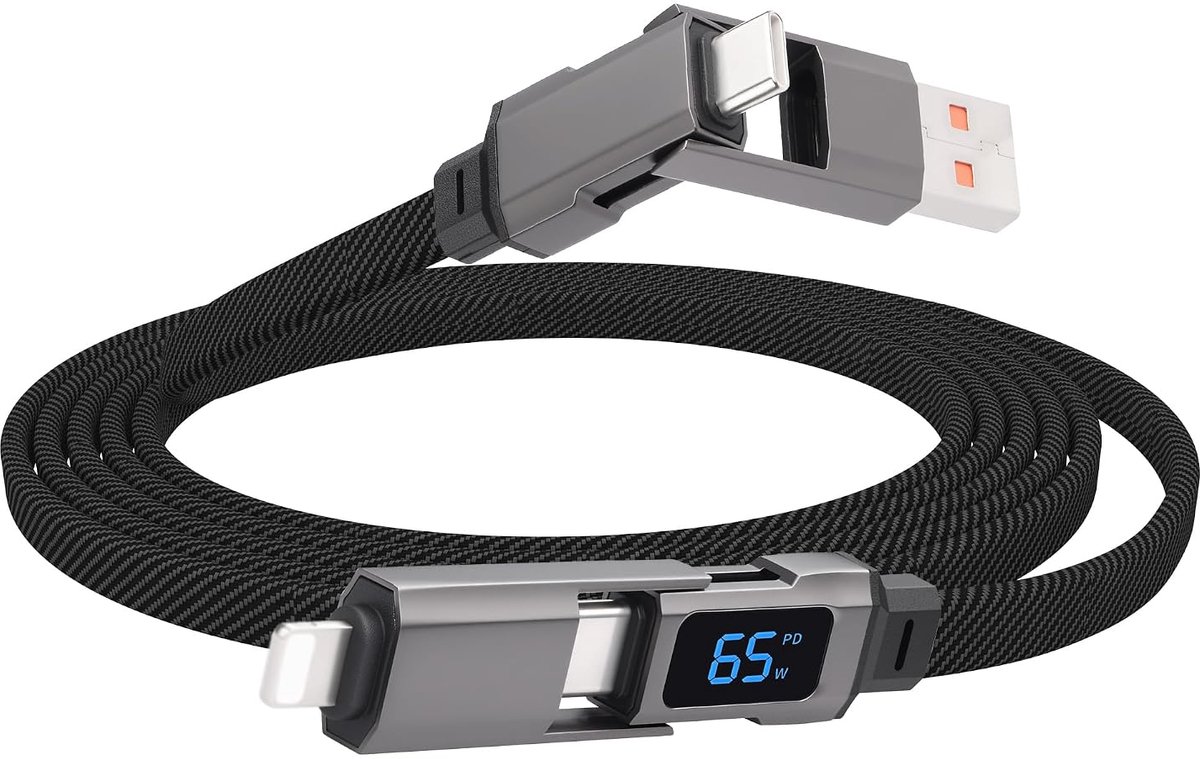 Meervoudige oplaadkabel 1,5 m - 4-in-1 USB C - led-vermogensindicator - ideaal voor smartphones en tablets - ShopVlot