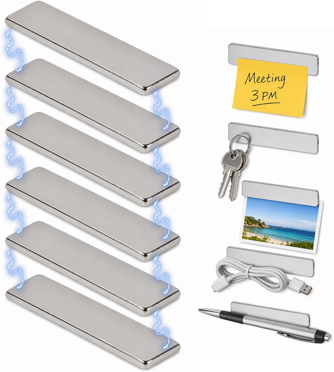 Neodymium magneten 40x10x3 mm - extra sterk - rechthoekig - ideaal voor handwerk en kantoor - ShopVlot