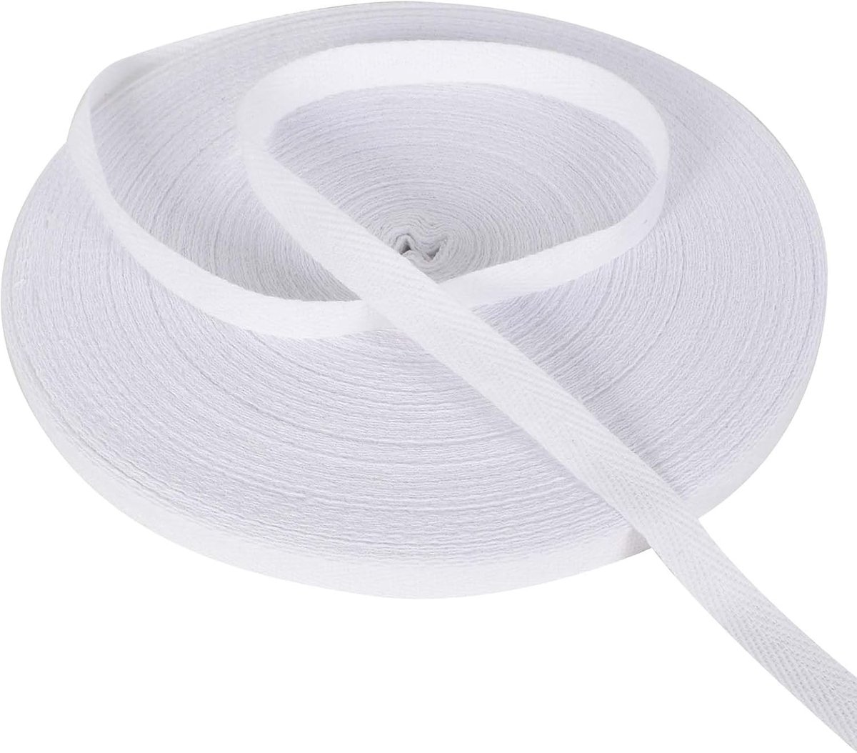 Katoenen Twill Tape 50 m x 25 mm - Wit - Beveling - Perfect voor creatief knutselen - ShopVlot