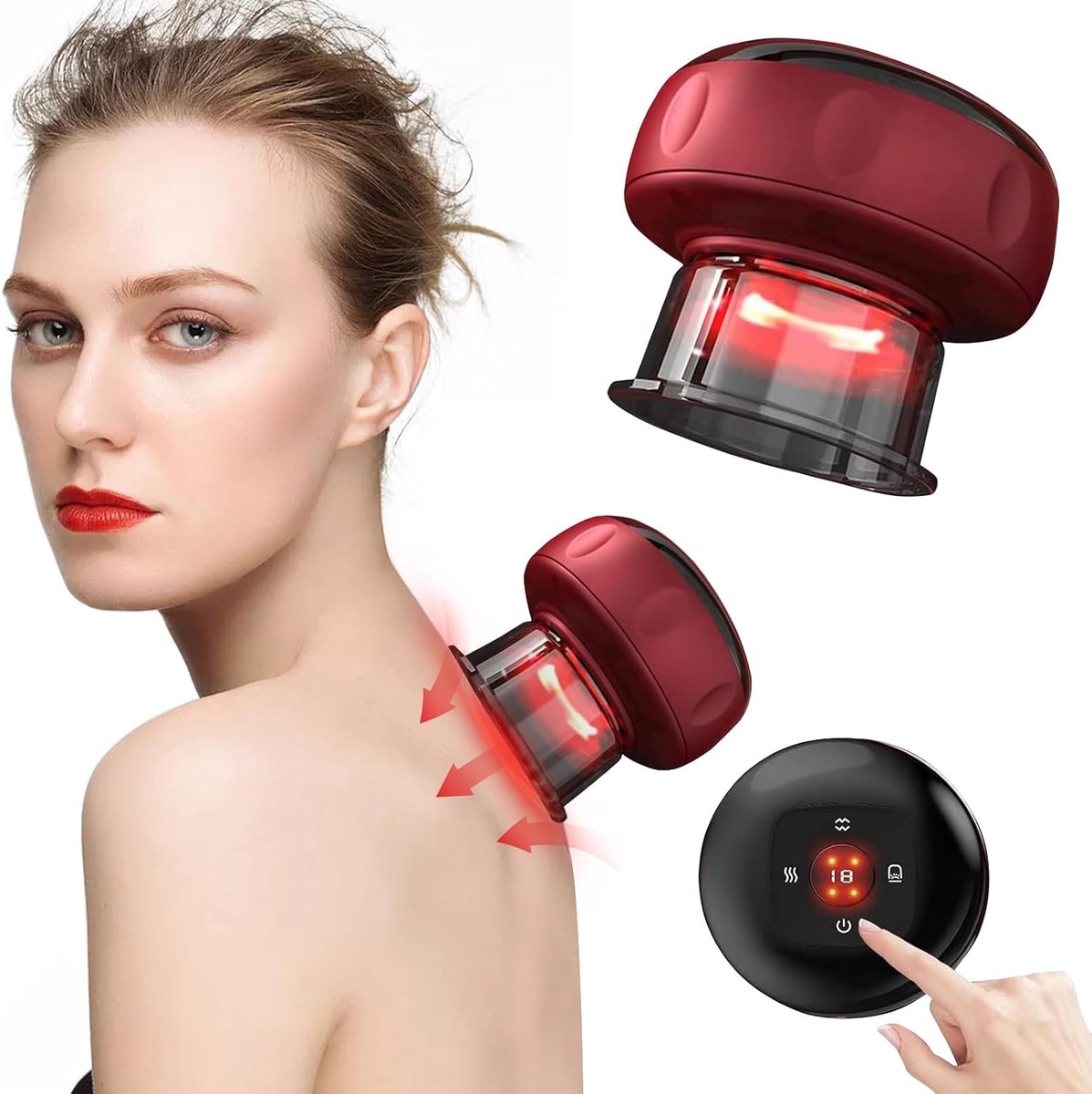 Elektrische cupping set - 12 snelheden - infraroodtherapie - diepe spierspanning verlichting - ShopVlot