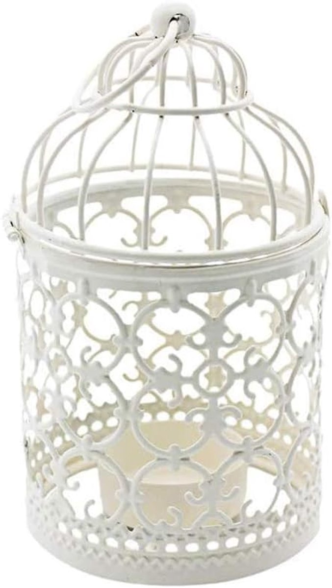 Tealight hangende vogelkooi lantaarn - vintage metaal - decoratief voor bruiloft of feestje - sfeervolle kaarsenhouder - ShopVlot