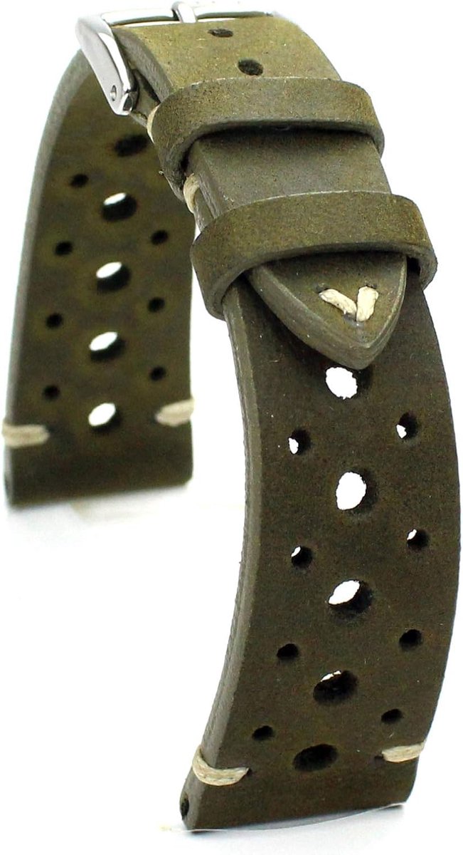 Sulla Sagittarius Rallye 20mm/16mm Vintage Cowhide Leather Watch Strap Handmade Rios1931 Moss Green, 20mm, Leather, No - ShopVlot