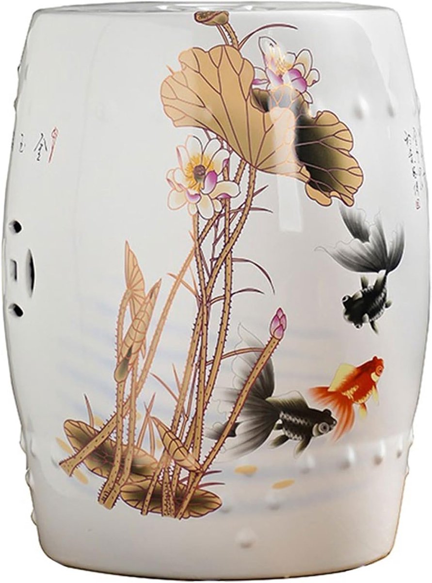 Decorative ceramic garden stool, glazed hollow shoe change stool drum stool, suitable for outdoor garden, living room - ShopVlot