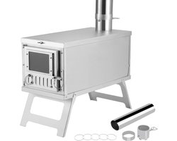 304 Stainless Steel Camping Tent Stove, Ultralight Foldable Portable Backpack Wood Stove with Chimney Pipes, Tent - ShopVlot