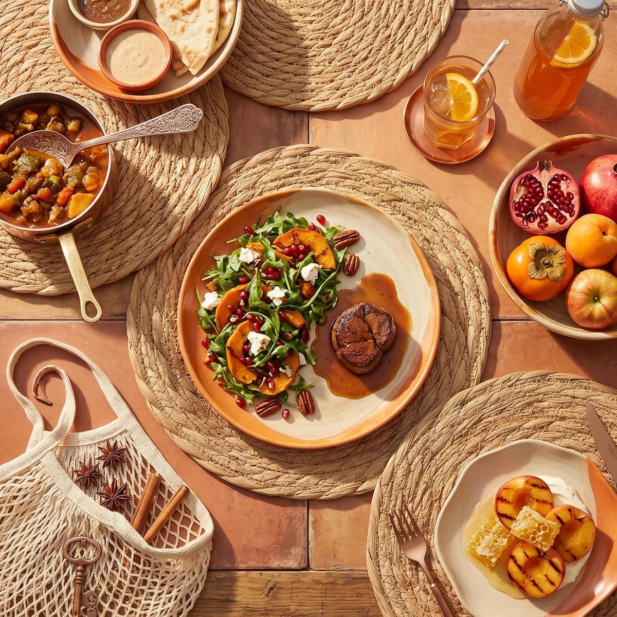 Placemat set van 6 - ronde jute - bohemian stijl - hittebestendig voor dinertafels - ShopVlot