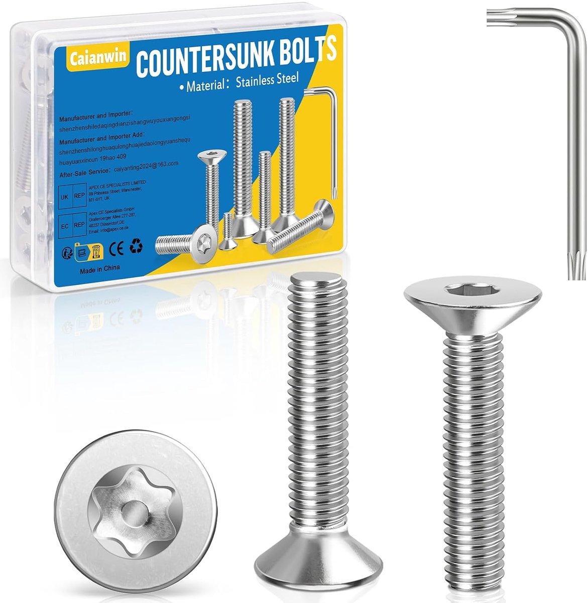 Countersunk schroeven M3 x 12 mm - Torx roestvrij staal - ISO 14581 / DIN 965 - Veilig en corrrosiebestendig - ShopVlot